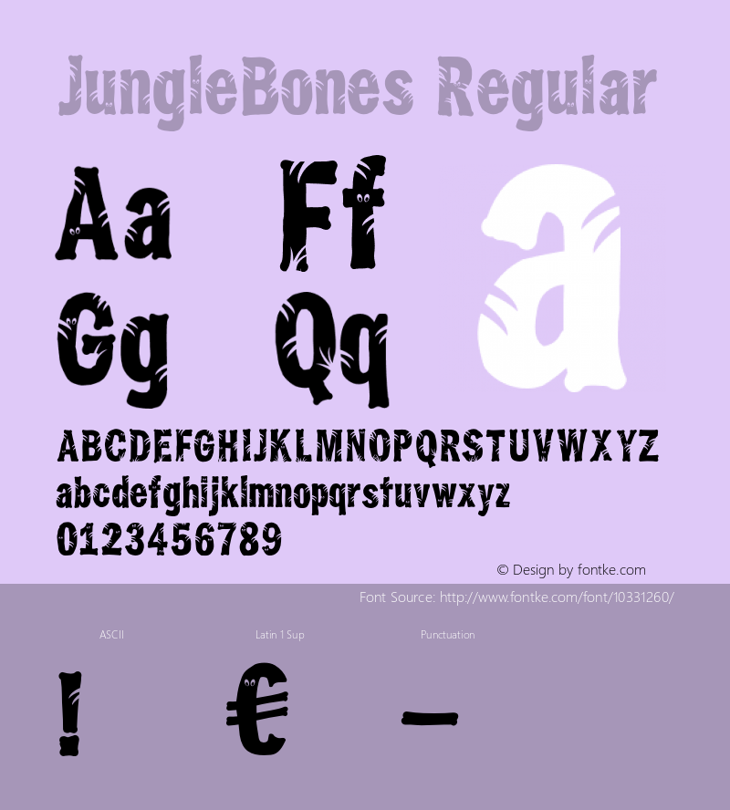 JungleBones Regular Version 001.000 Font Sample