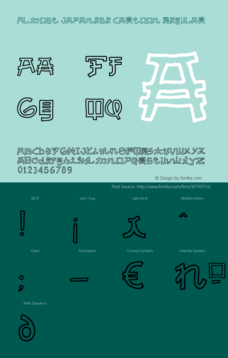 Almost Japanese Cartoon Regular Version 1.00 June 30, 2015, initial release Font Sample