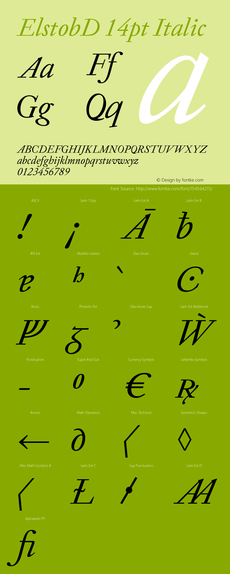 ElstobD 14pt Italic Version 1.014; ttfautohint (v1.8.3) Font Sample