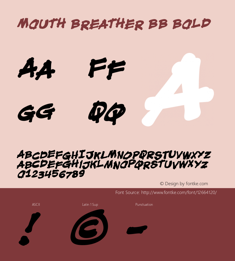 Mouth Breather BB Bold Macromedia Fontographer 4.1 1/30/03 Font Sample