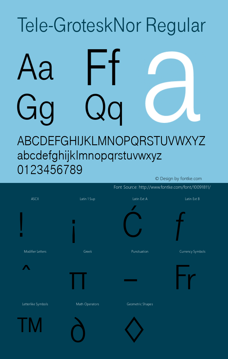 Tele-GroteskNor Regular Version 001.005 Font Sample