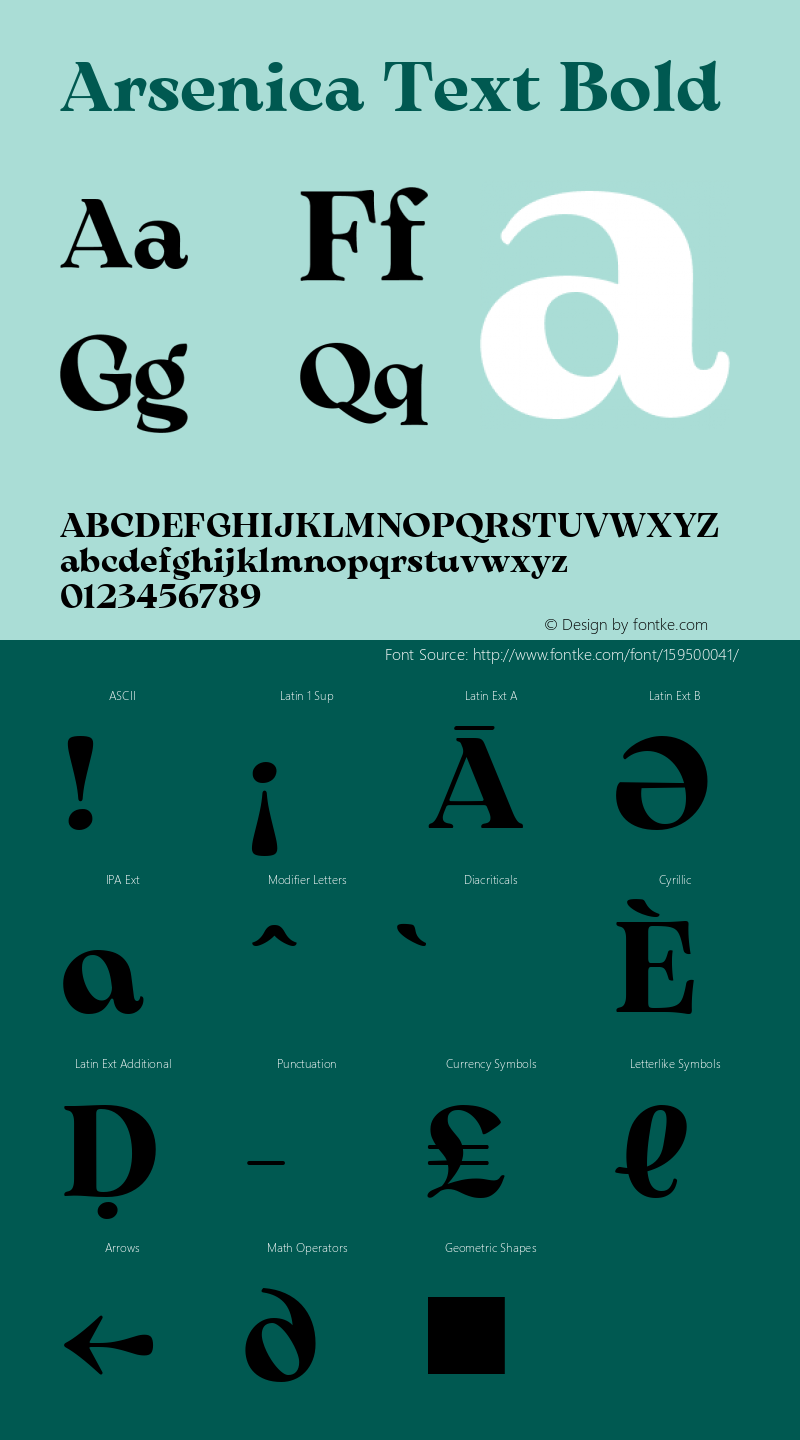 Arsenica Text Bold Version 0.003;hotconv 1.0.109;makeotfexe 2.5.65596 Font Sample