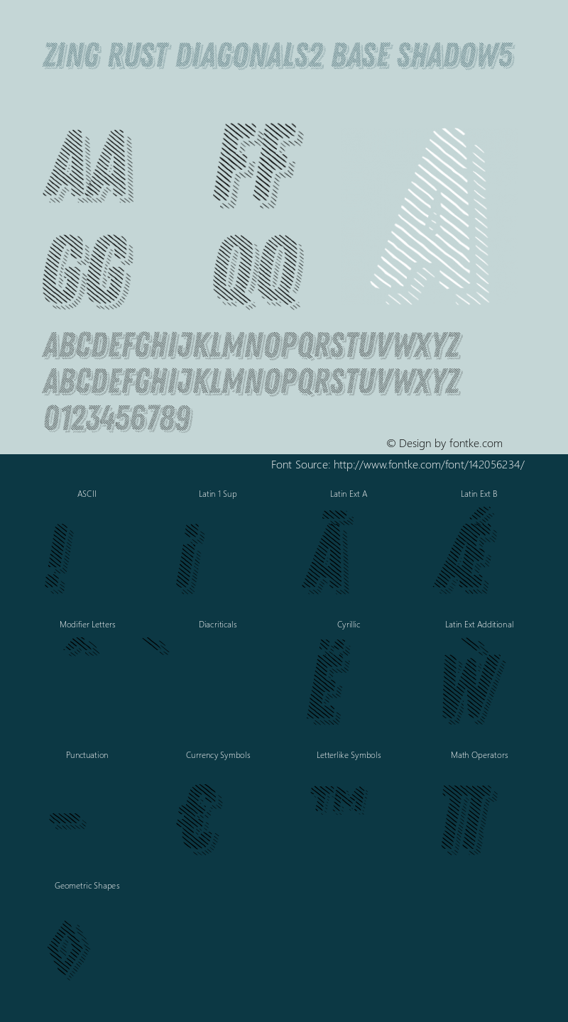 Zing Rust Diagonals2 Base Shadow5 Version 1.000 Font Sample