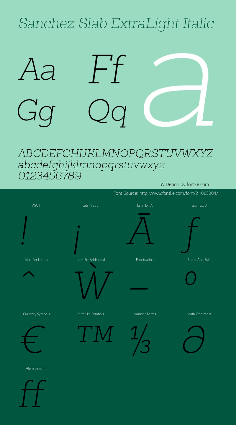 SanchezSlab-ExtraLighItalic Version 001.000图片样张