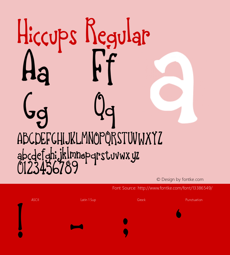 Hiccups Regular Version 1.01 May 5, 2006 Font Sample
