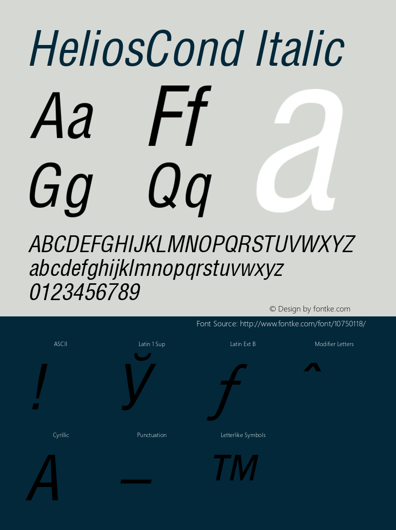 HeliosCond Italic 001.001 Font Sample