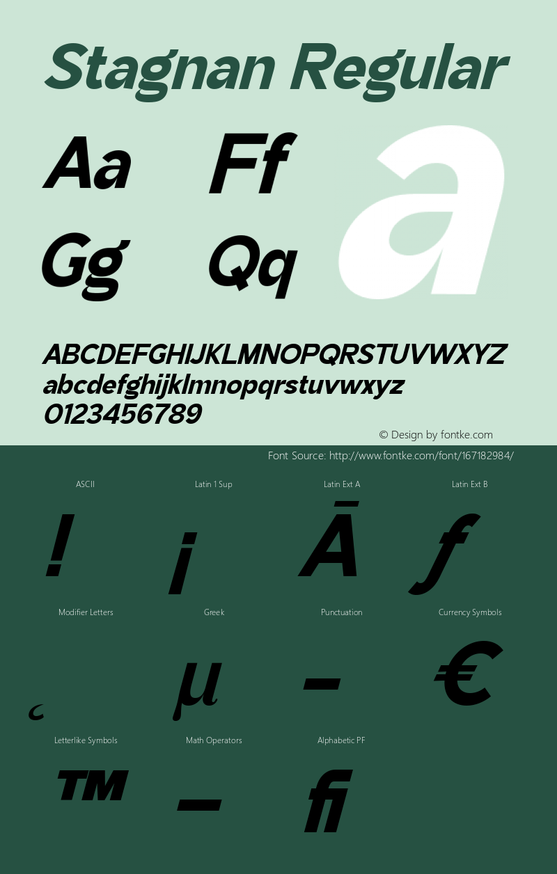 Stagnan Bold Italic Version 1.001 Font Sample