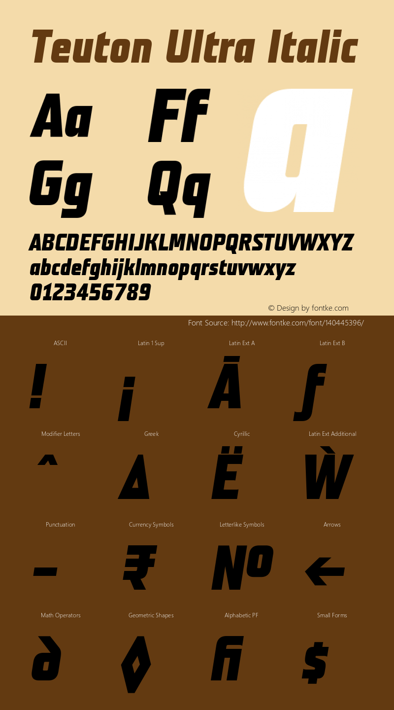 TeutonUltra-Italic Version 1.000 | web-TT Font Sample