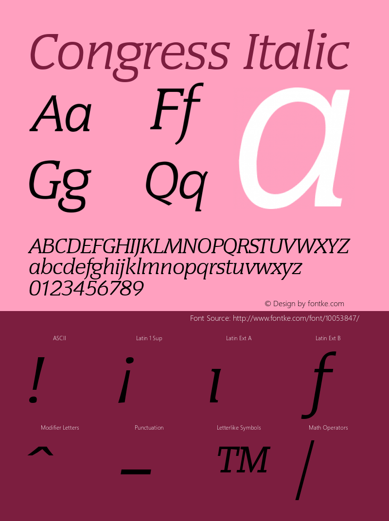 Congress Italic Altsys Fontographer 3.5  9/23/93 Font Sample