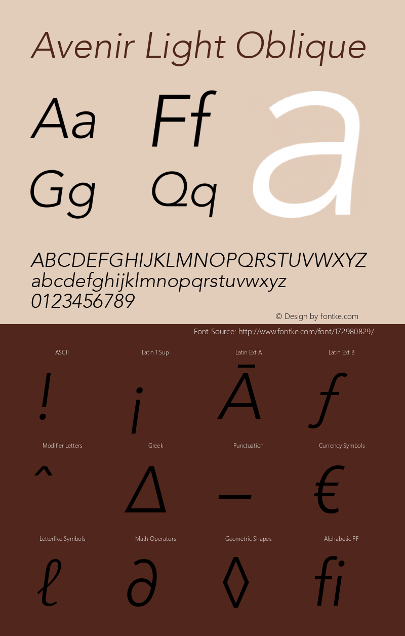 Avenir Light Oblique 8.0d3e1图片样张