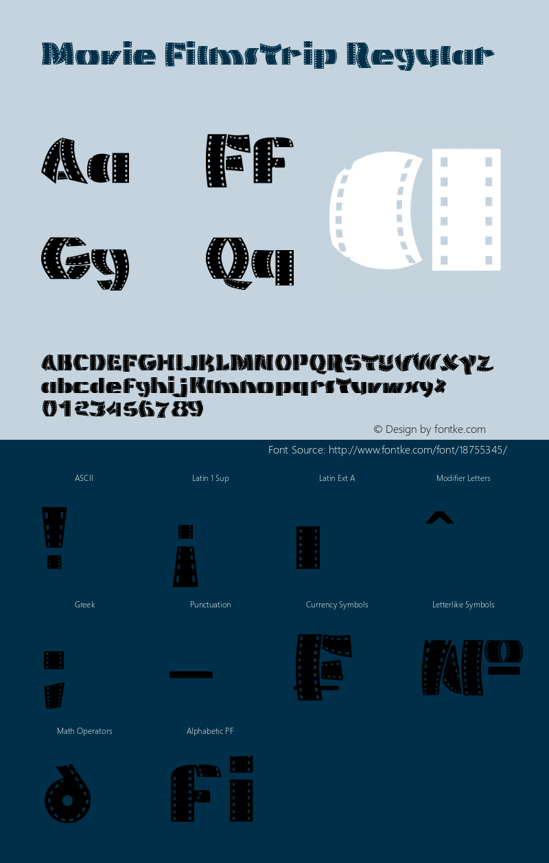 Movie Filmstrip Regular Version 1.00 January 8, 2017, initial release Font Sample