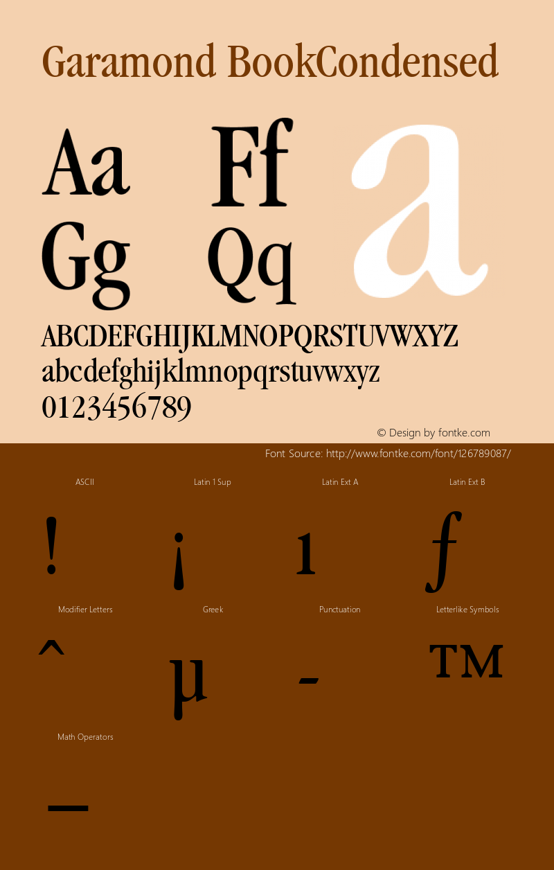 Garamond BookCondensed Macromedia Fontographer 4.1 1/12/98 Font Sample