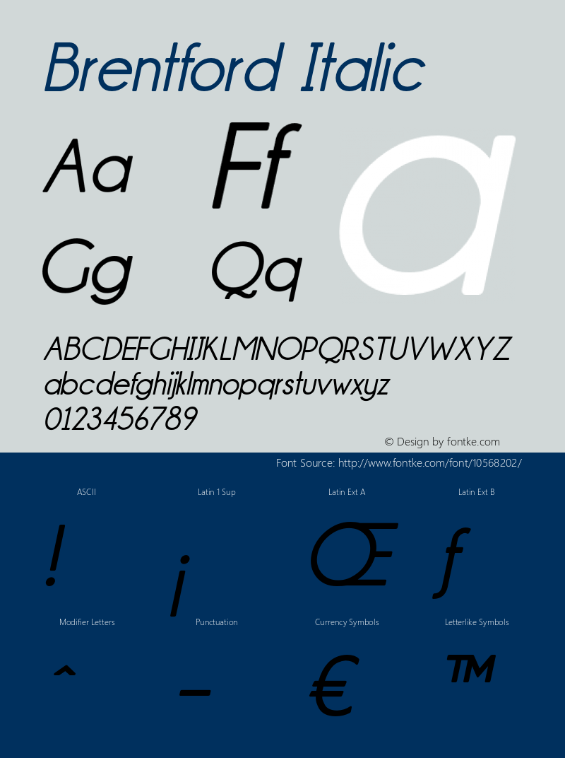 Brentford Italic Version 1.000 Font Sample