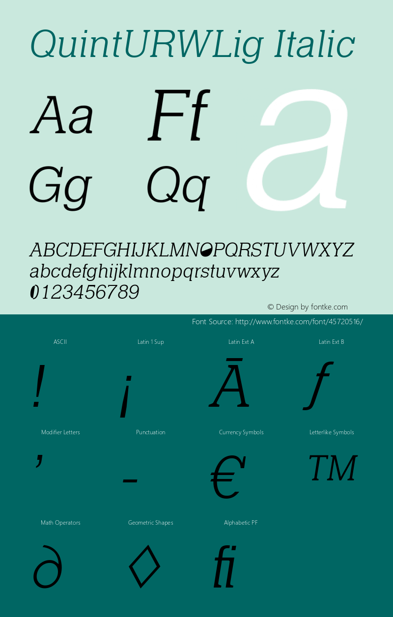 QuintURWLig Italic Version 1.00 Font Sample