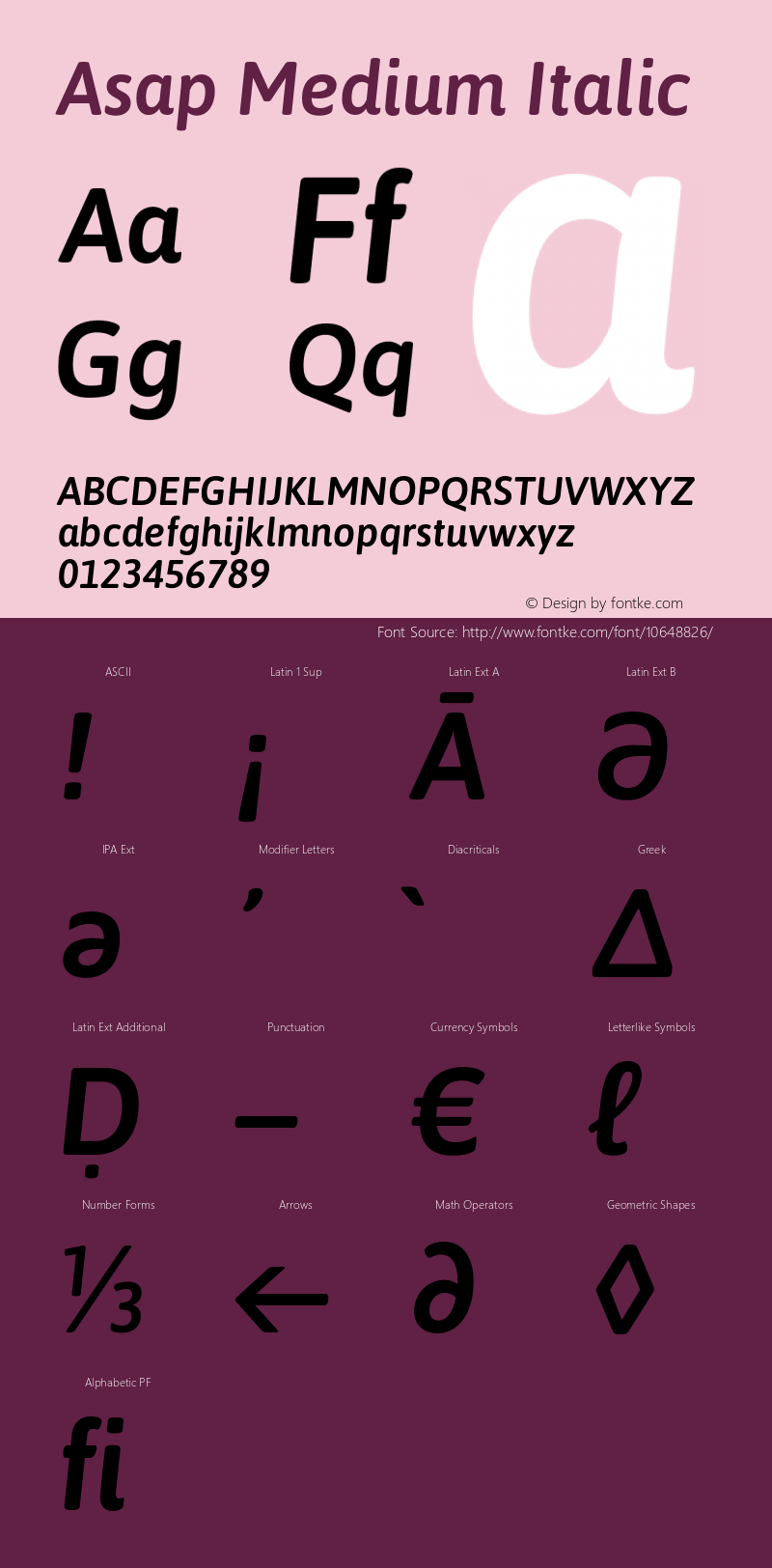 Asap Medium Italic Version 1.007;PS 001.007;hotconv 1.0.70;makeotf.lib2.5.58329 Font Sample