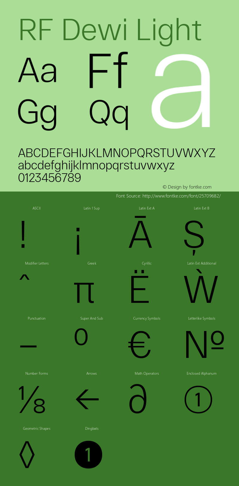 RFDewi-Light Version 1.004 Font Sample