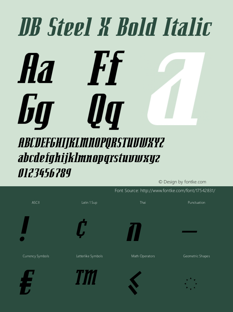 DB Steel X Bold Italic Version 3.000 2006 Font Sample