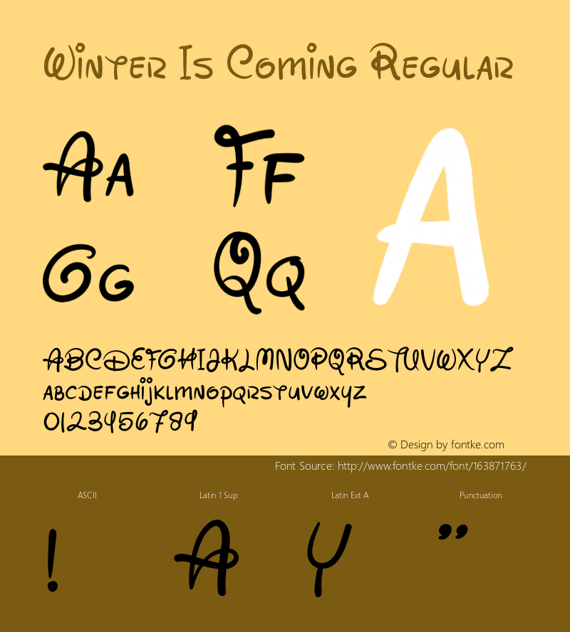 Winter Is Coming Version 1.00;May 10, 2021;FontCreator 13.0.0.2683 64-bit Font Sample