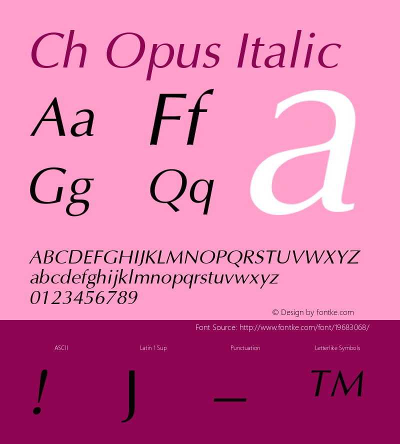 Ch Opus Italic 001.000 Font Sample