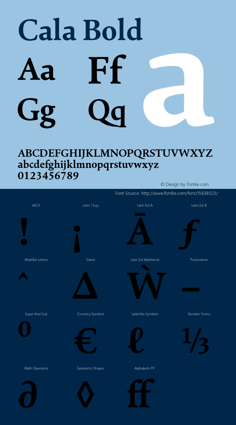 Cala Bold Version 0.00 Font Sample