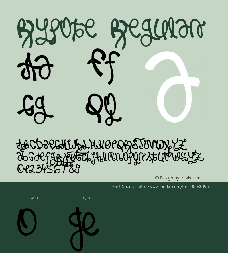 Rypote Regular Version 1.00 January 7, 2014, initial release Font Sample