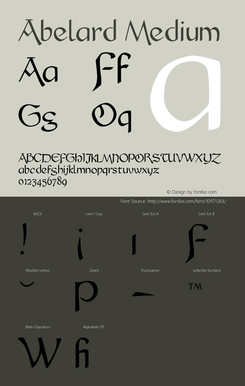 Abelard Medium Version 001.000 Font Sample