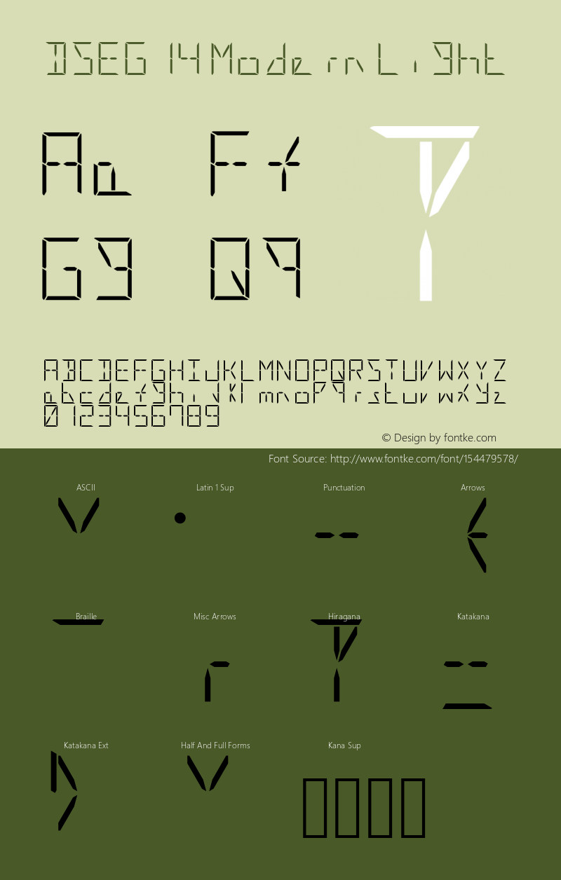 DSEG14 Modern-Light Version 0.46 Font Sample