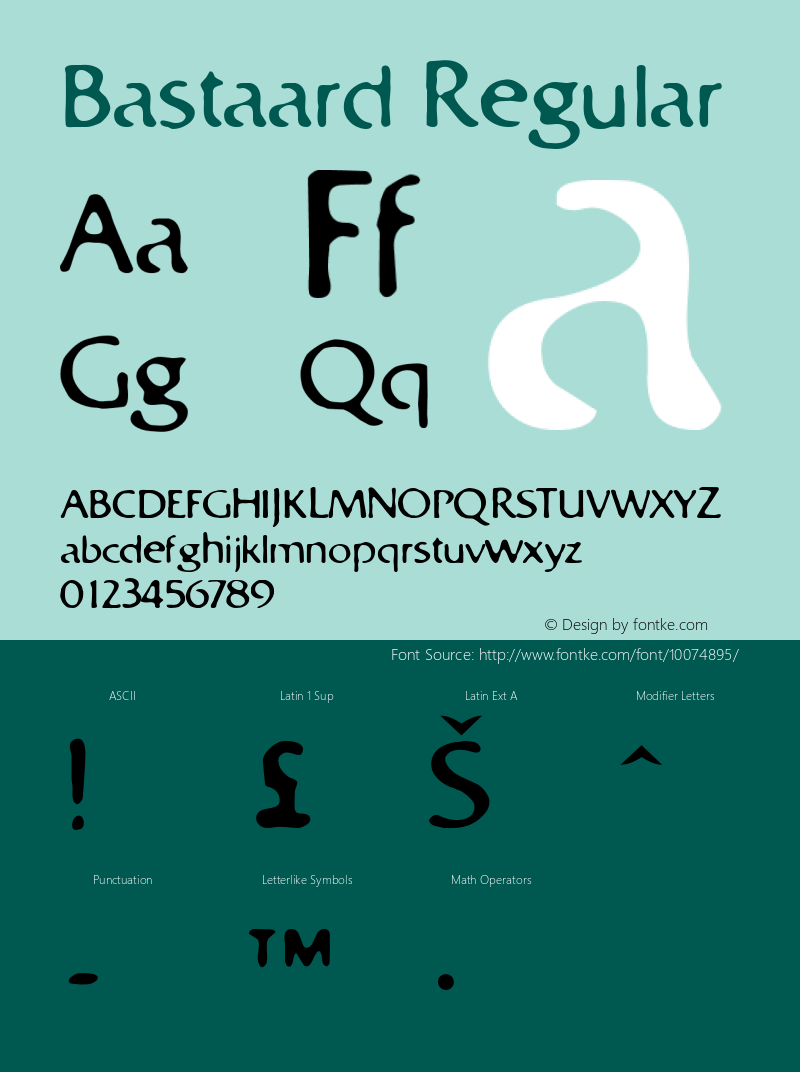 Bastaard Regular Altsys Fontographer 4.1 25/09/96 Font Sample