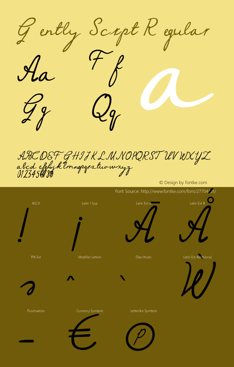 Gently Script Version 1.000;PS 001.000;hotconv 1.0.70;makeotf.lib2.5.58329 Font Sample