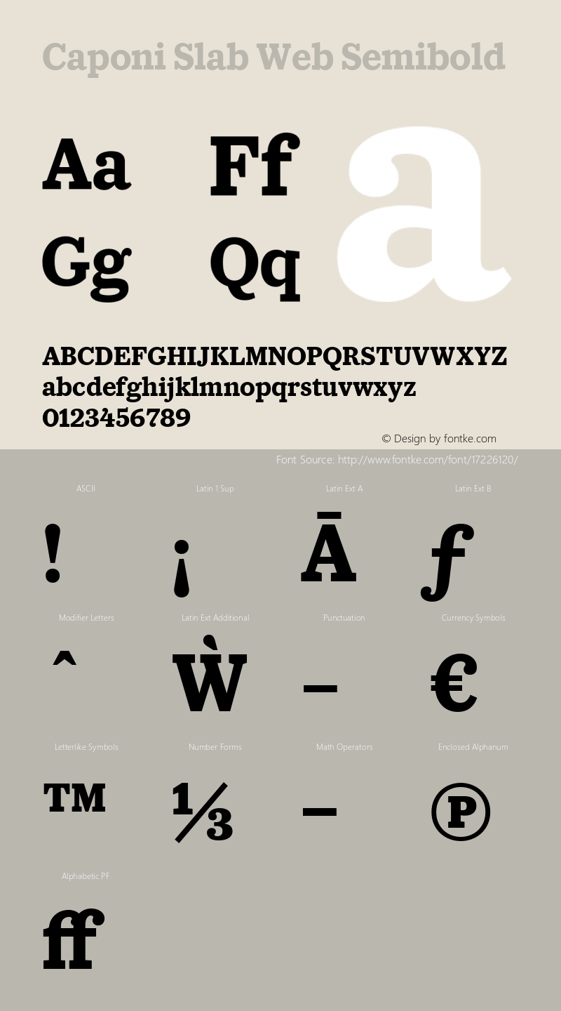 Caponi Slab Web Semibold Version 1.1 2013 Font Sample