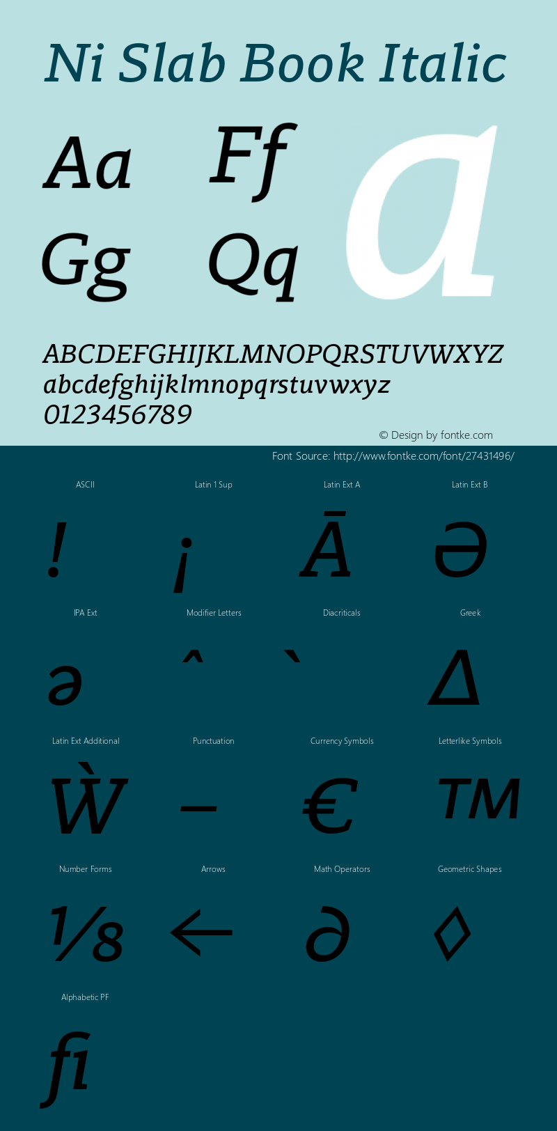 Ni Slab Book Italic Version 1.000;PS 001.000;hotconv 1.0.88;makeotf.lib2.5.64775 Font Sample