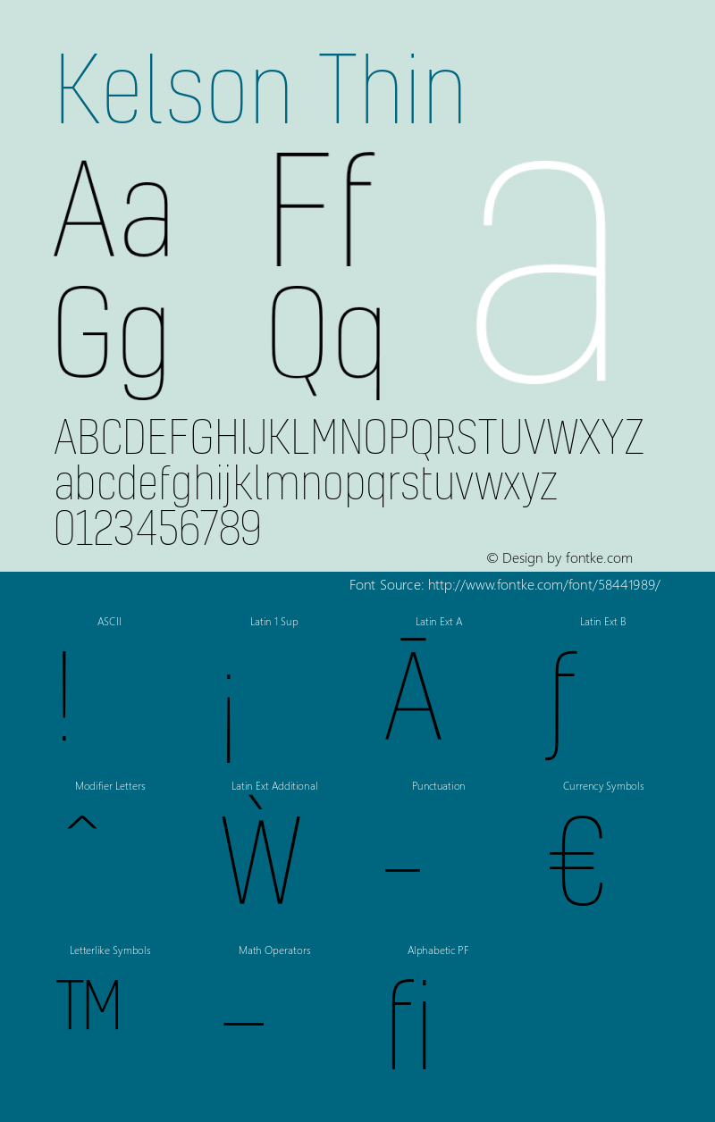 Kelson-Thin Version 1.0 Font Sample