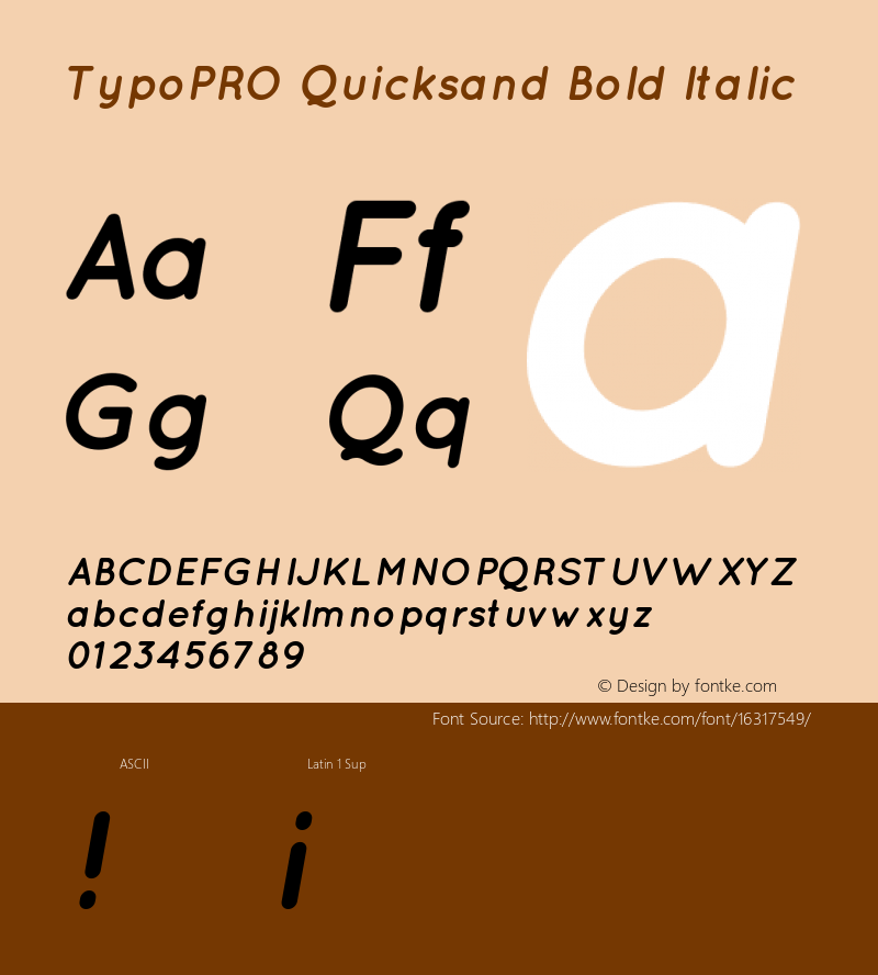 TypoPRO Quicksand Bold Italic 1.002 Font Sample