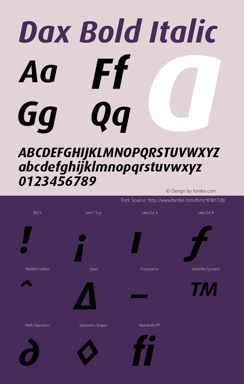 Dax Bold Italic 001.000 Font Sample