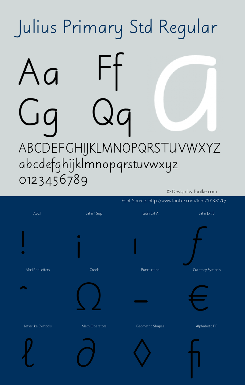 Julius Primary Std Regular Version 1.000;PS 001.000;hotconv 1.0.38 Font Sample