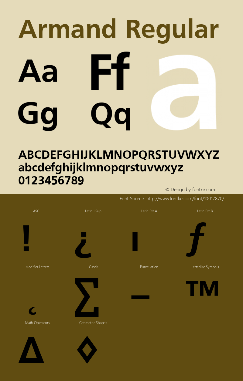 Armand Regular Unknown Font Sample