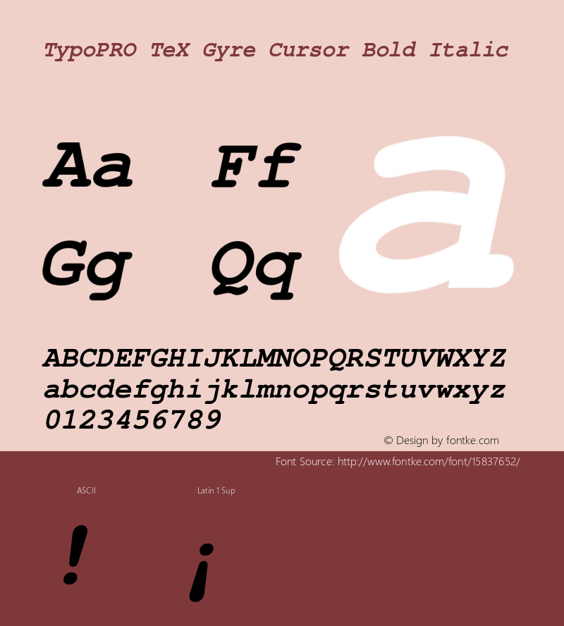 TypoPRO TeX Gyre Cursor Bold Italic Version 2.004;PS 2.004;hotconv 1.0.49;makeotf.lib2.0.14853 Font Sample
