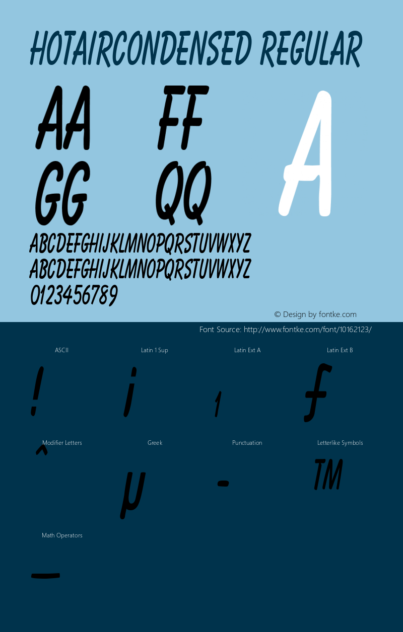 HotAirCondensed Regular Rev. 003.000 Font Sample