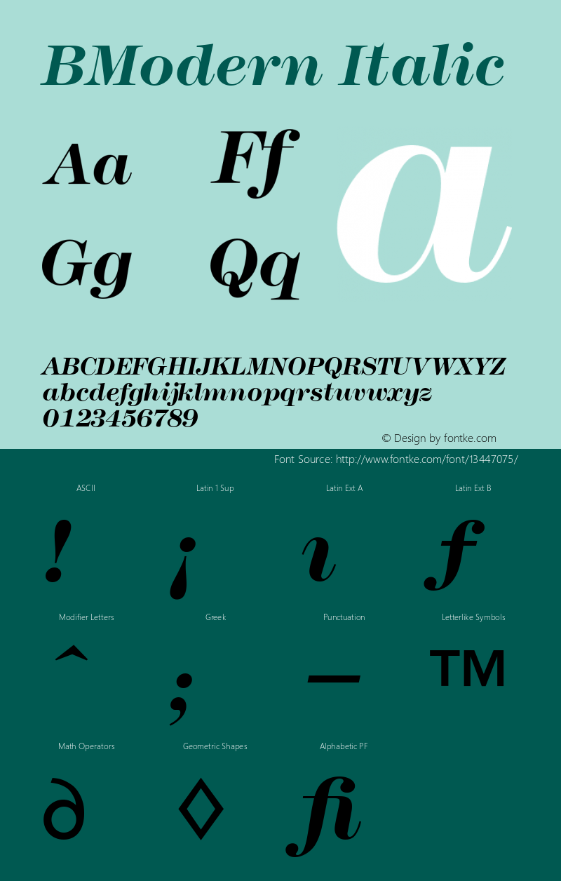 BModern Italic Version 4.00 April 17, 2007 Font Sample