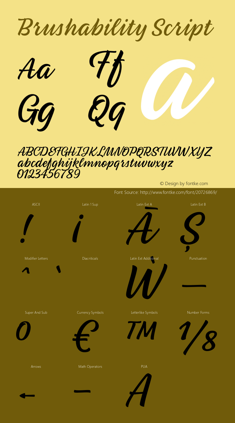 Brushability Script Version 1.000;PS 001.000;hotconv 1.0.88;makeotf.lib2.5.64775 Font Sample