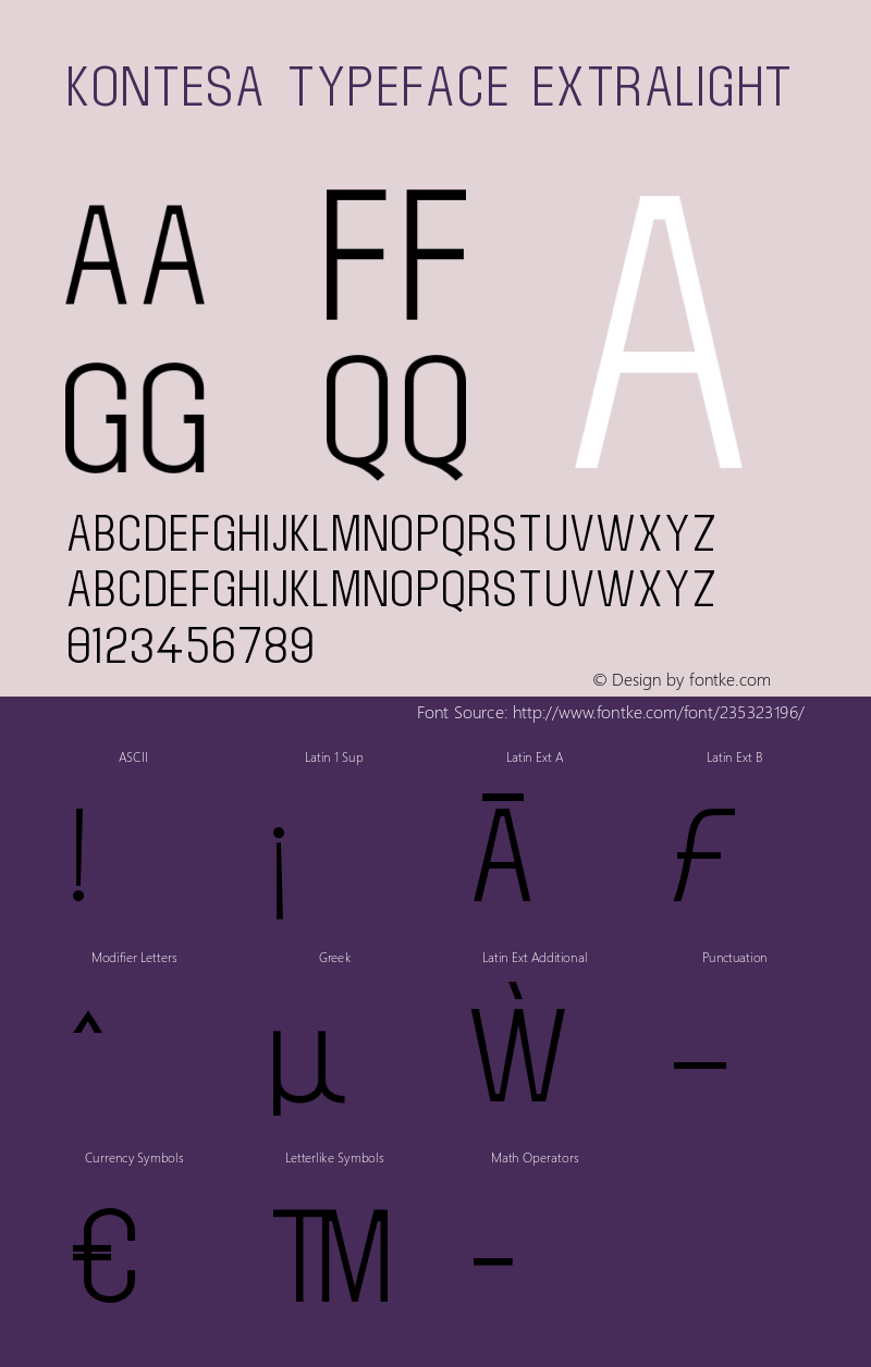 Kontesa Typeface ExtraLight Version 1.000;FEAKit 1.0图片样张