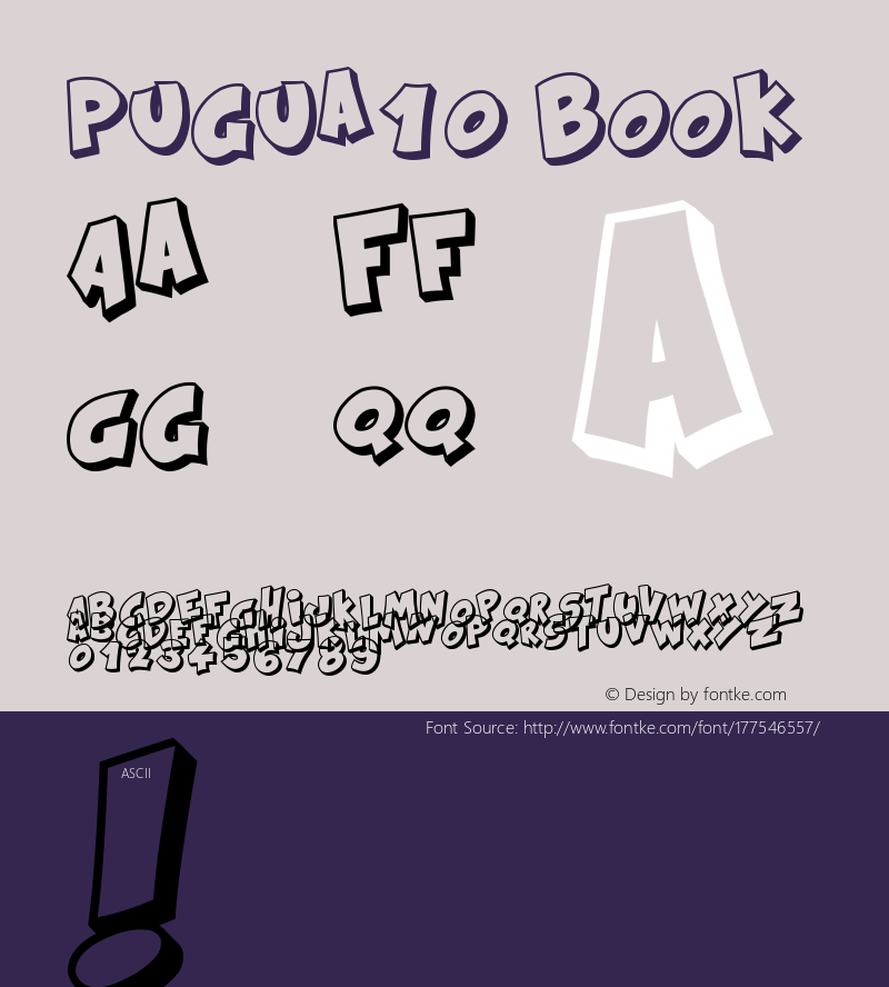 pugua10 Book Version 1.00;April 15, 2020;FontCreator 11.5.0.2421 64-bit图片样张