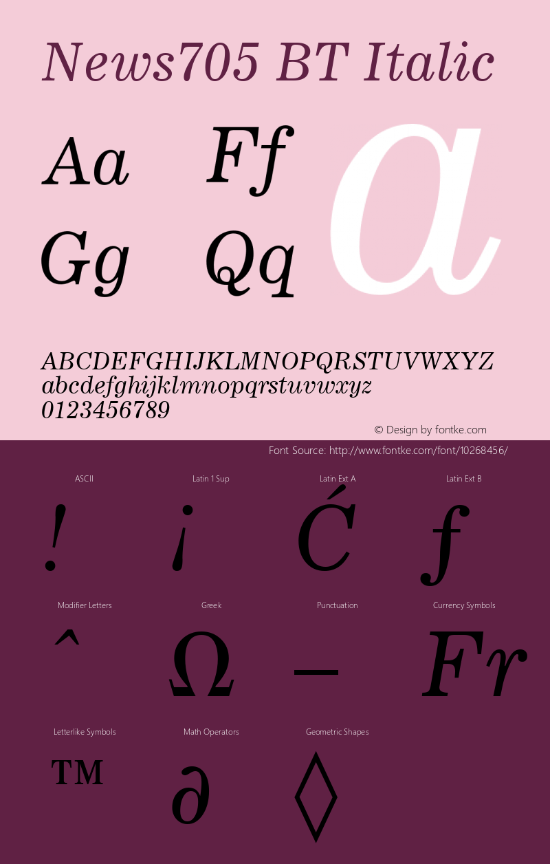 News705 BT Italic mfgpctt-v1.57 Monday, February 22, 1993 3:52:04 pm (EST) Font Sample