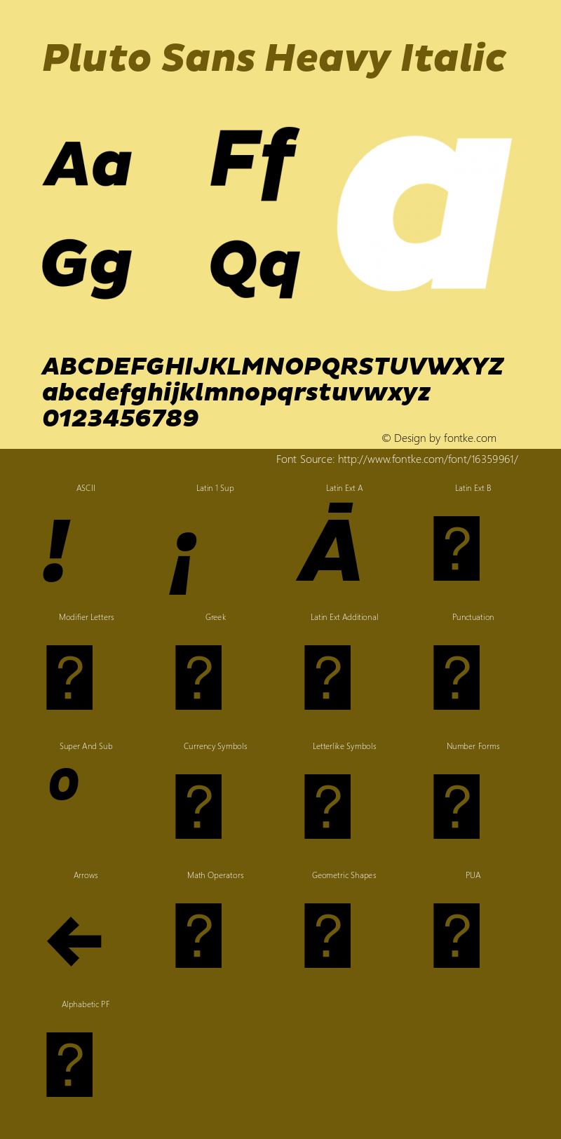 Pluto Sans Heavy Italic Version 1.000;PS 001.001;hotconv 1.0.56 Font Sample