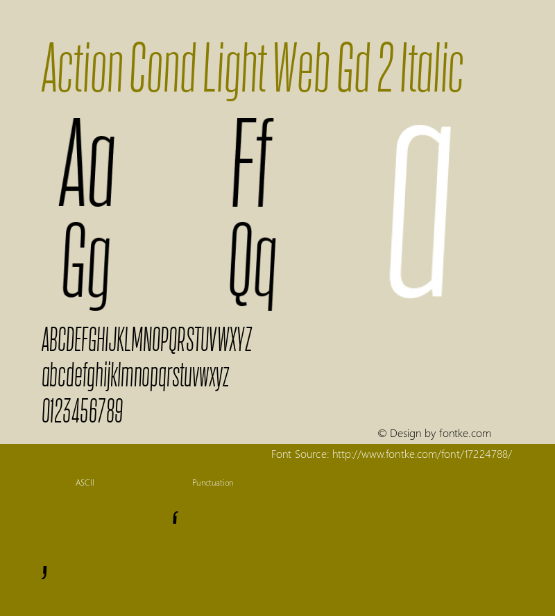 Action Cond Light Web Gd 2 Italic Version 1.1 2015 Font Sample