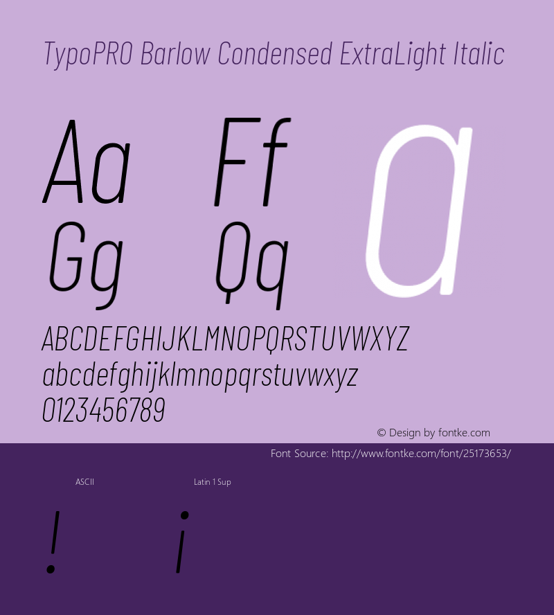 TypoPRO Barlow Condensed ExtraLight Italic Version 1.301 Font Sample