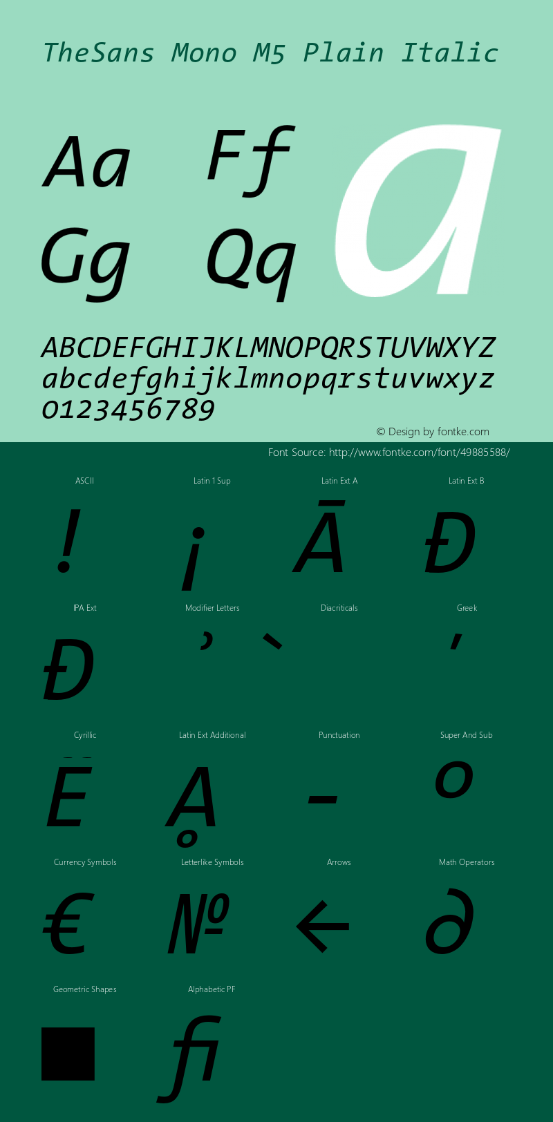 TheSansMono-M5PlainItalic 3.006 Font Sample