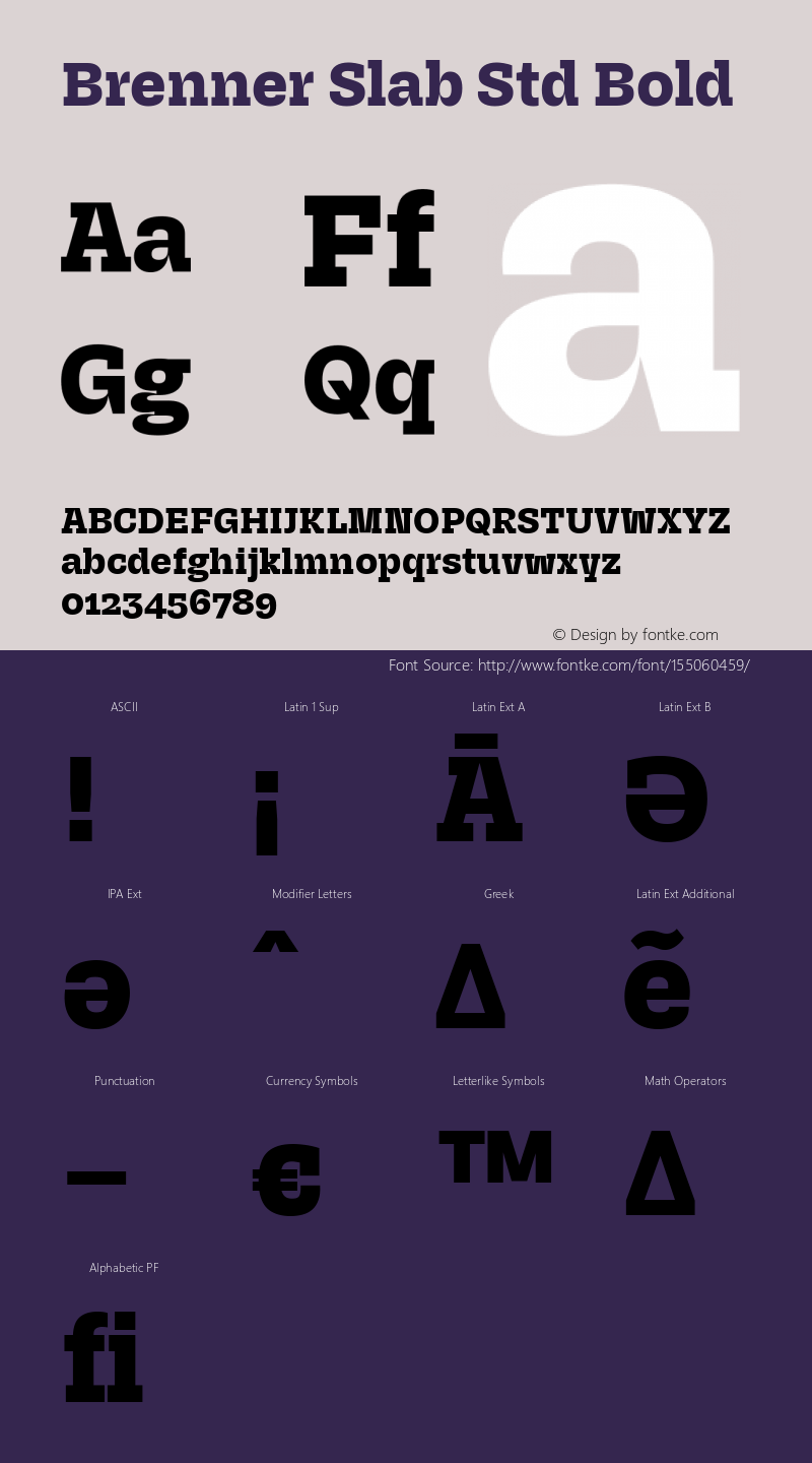 b2e0788fdfa70b6f - subset of Brenner Slab Std Bld Version 1.0; 2018 Font Sample