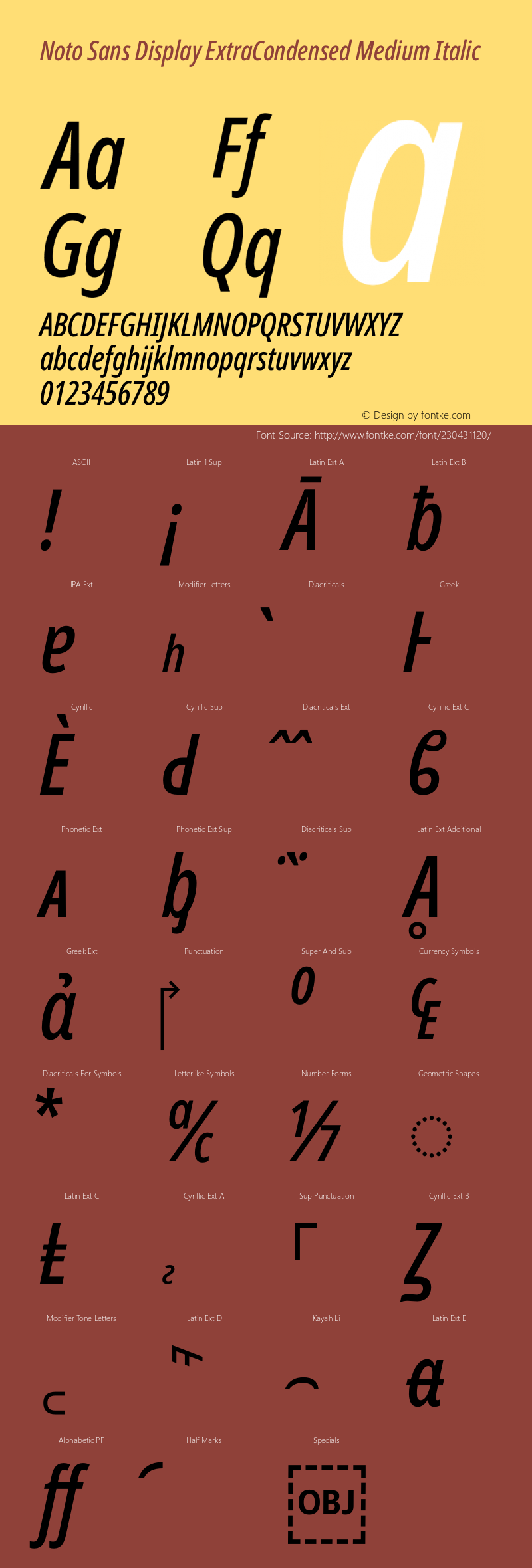 Noto Sans Display ExtraCondensed Medium Italic Version 2.007图片样张