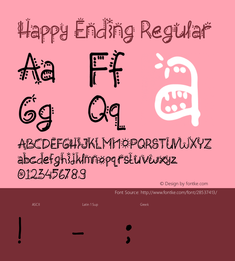 Happy Ending Version 1.00;January 29, 2019;FontCreator 11.5.0.2427 64-bit Font Sample